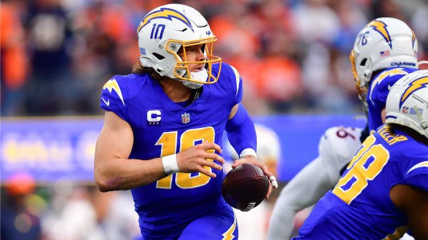Los Angeles Chargers quarterback Justin Herbert against the Denver Broncos.